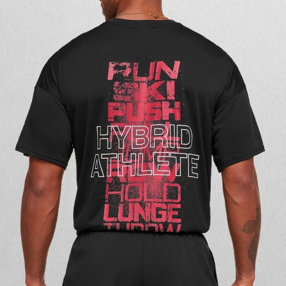 Gymshark Hybrid Athlete T-Shirt Men's Medium Oversized Fit Black NEW